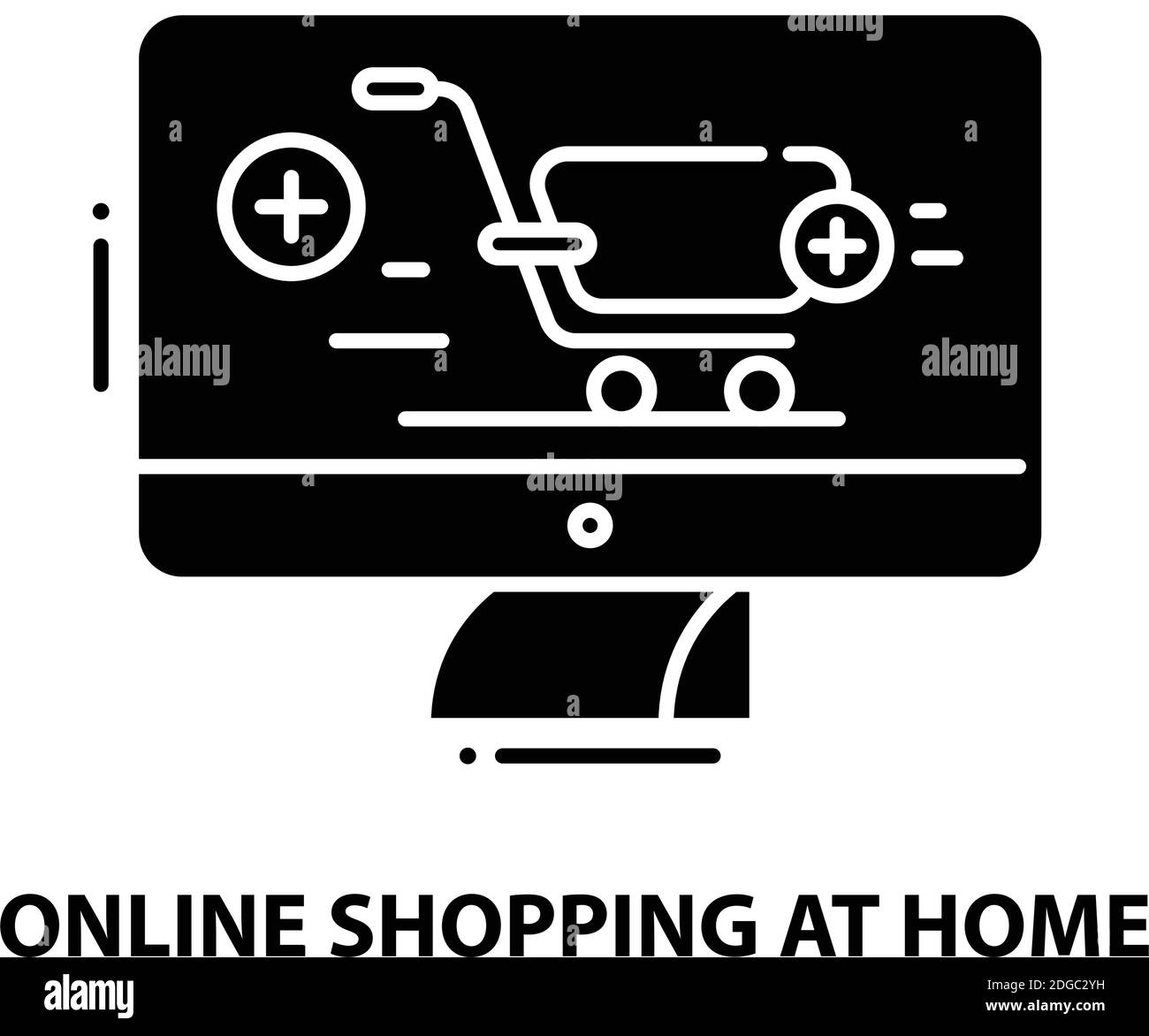 shopping online a casa icona, nero segno vettoriale con tratti modificabili, illustrazione concettuale Illustrazione Vettoriale