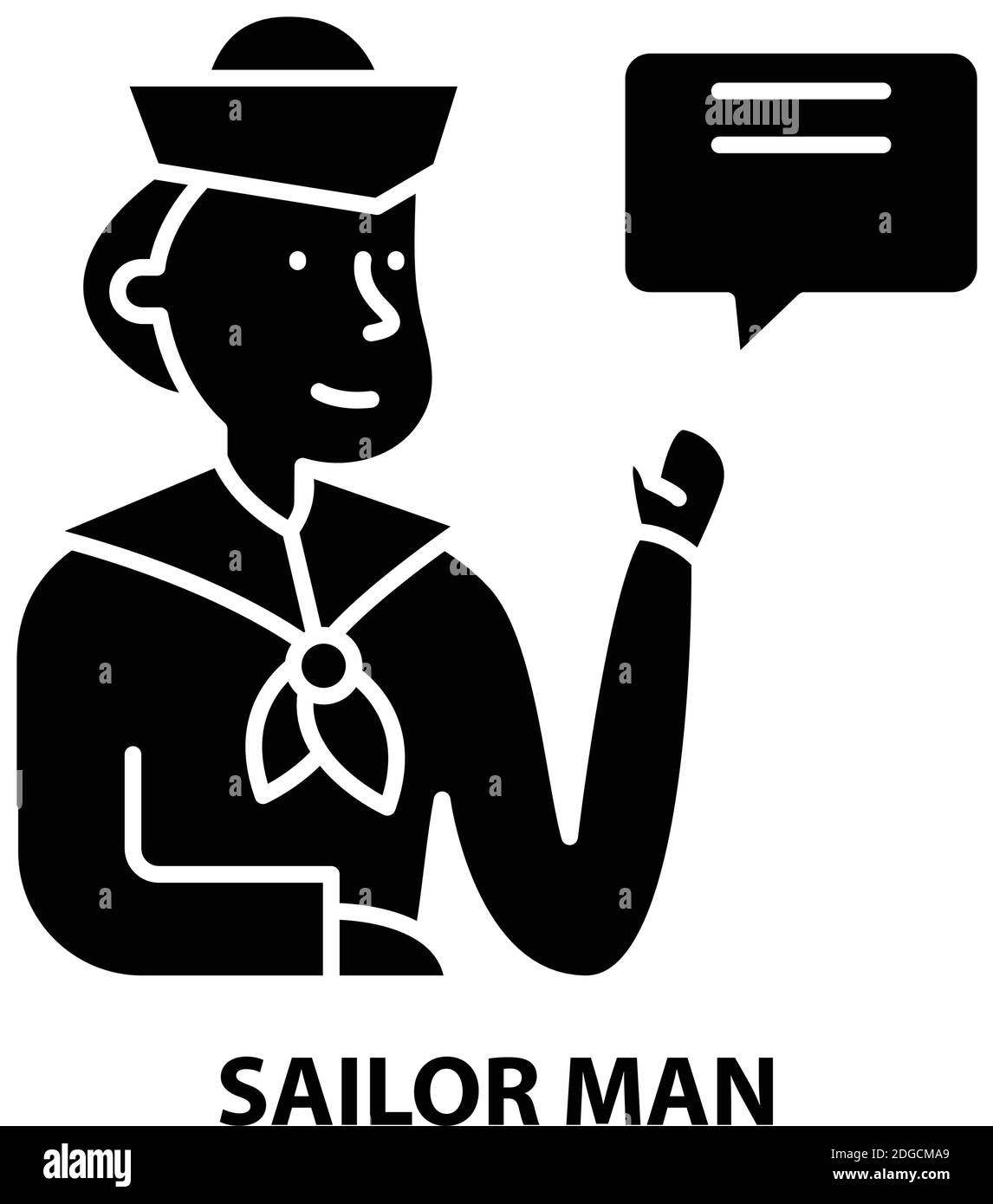 icona uomo marinaio, segno vettoriale nero con tratti modificabili, illustrazione concettuale Illustrazione Vettoriale