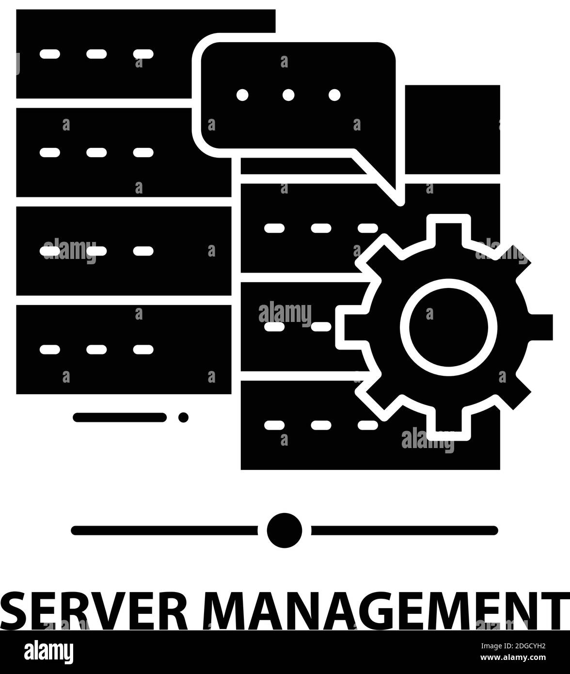 icona di gestione del server, segno vettoriale nero con tratti modificabili, illustrazione concettuale Illustrazione Vettoriale