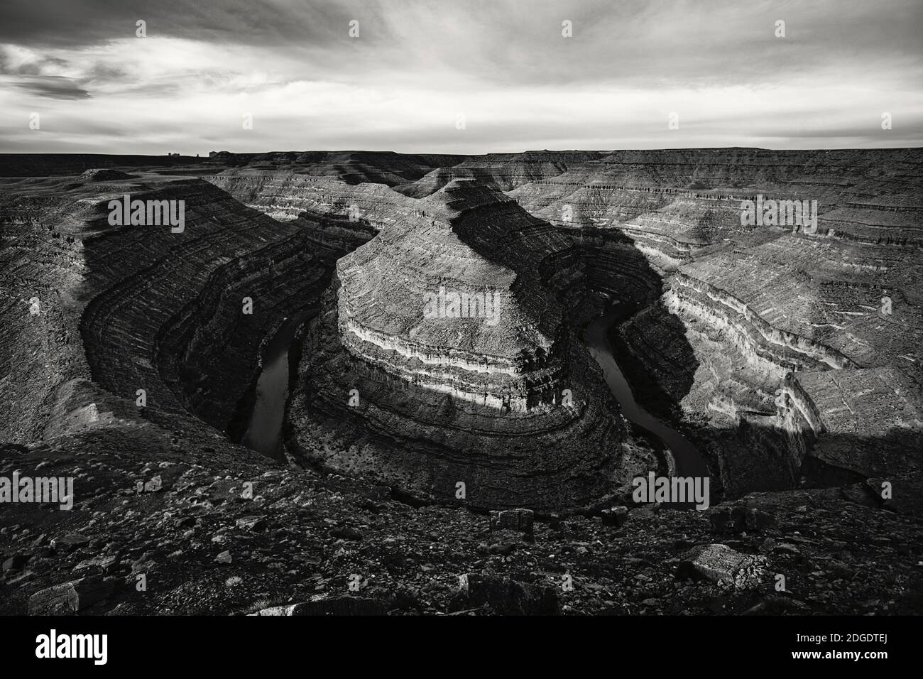 Collo d'oca del fiume San Juan, confine con lo Utah Arizona, parco statale Foto Stock