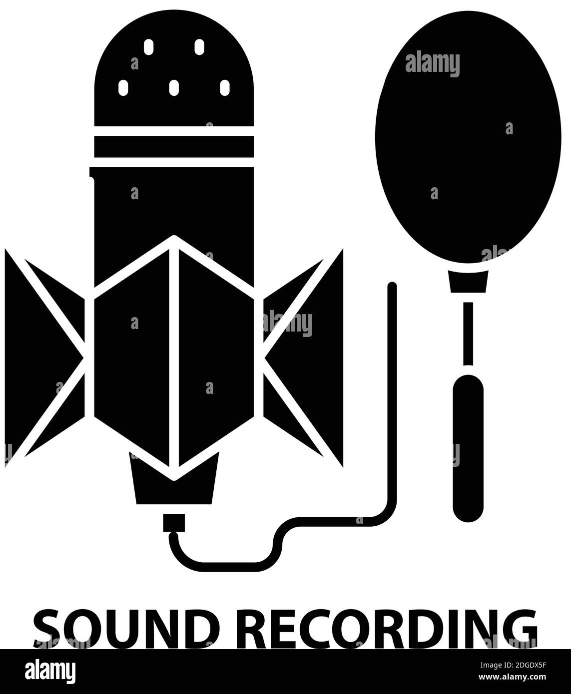 icona di registrazione del suono, segno vettoriale nero con tratti modificabili, illustrazione concettuale Illustrazione Vettoriale
