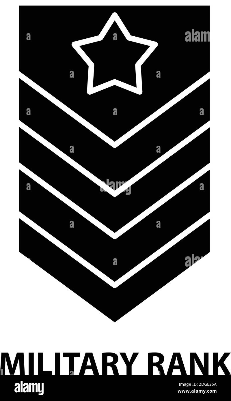 icona del rango militare, segno vettoriale nero con tratti modificabili, illustrazione concettuale Illustrazione Vettoriale