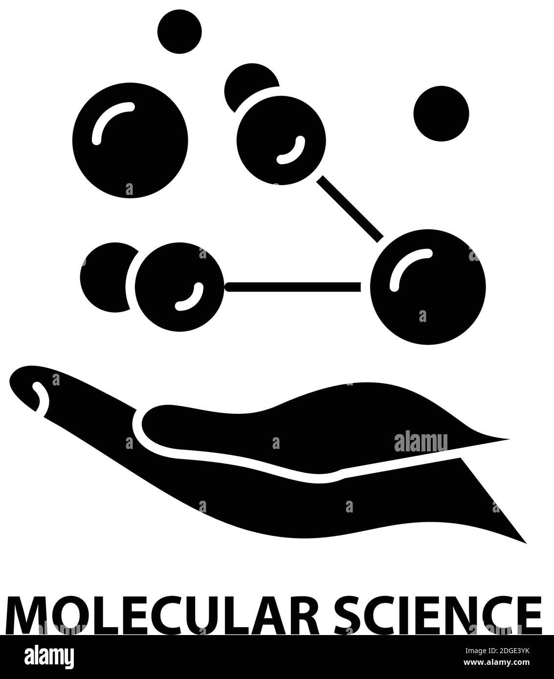 icona di scienza molecolare, segno vettoriale nero con tratti modificabili, illustrazione concettuale Illustrazione Vettoriale
