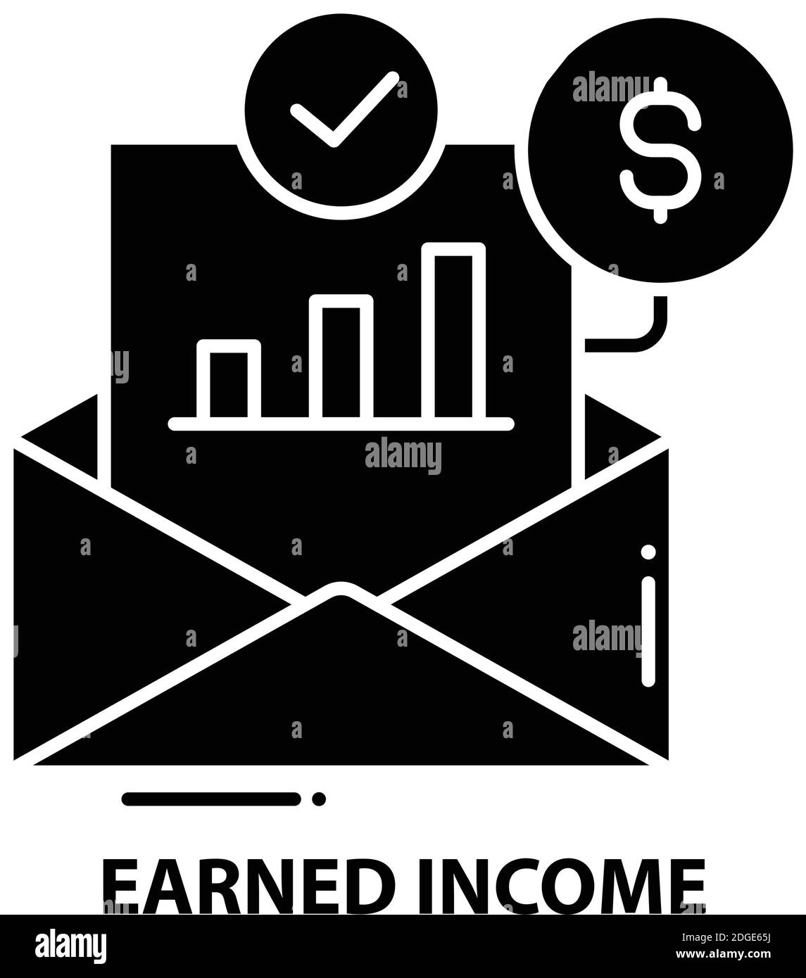 icona del reddito guadagnato, segno vettoriale nero con tratti modificabili, illustrazione concettuale Illustrazione Vettoriale