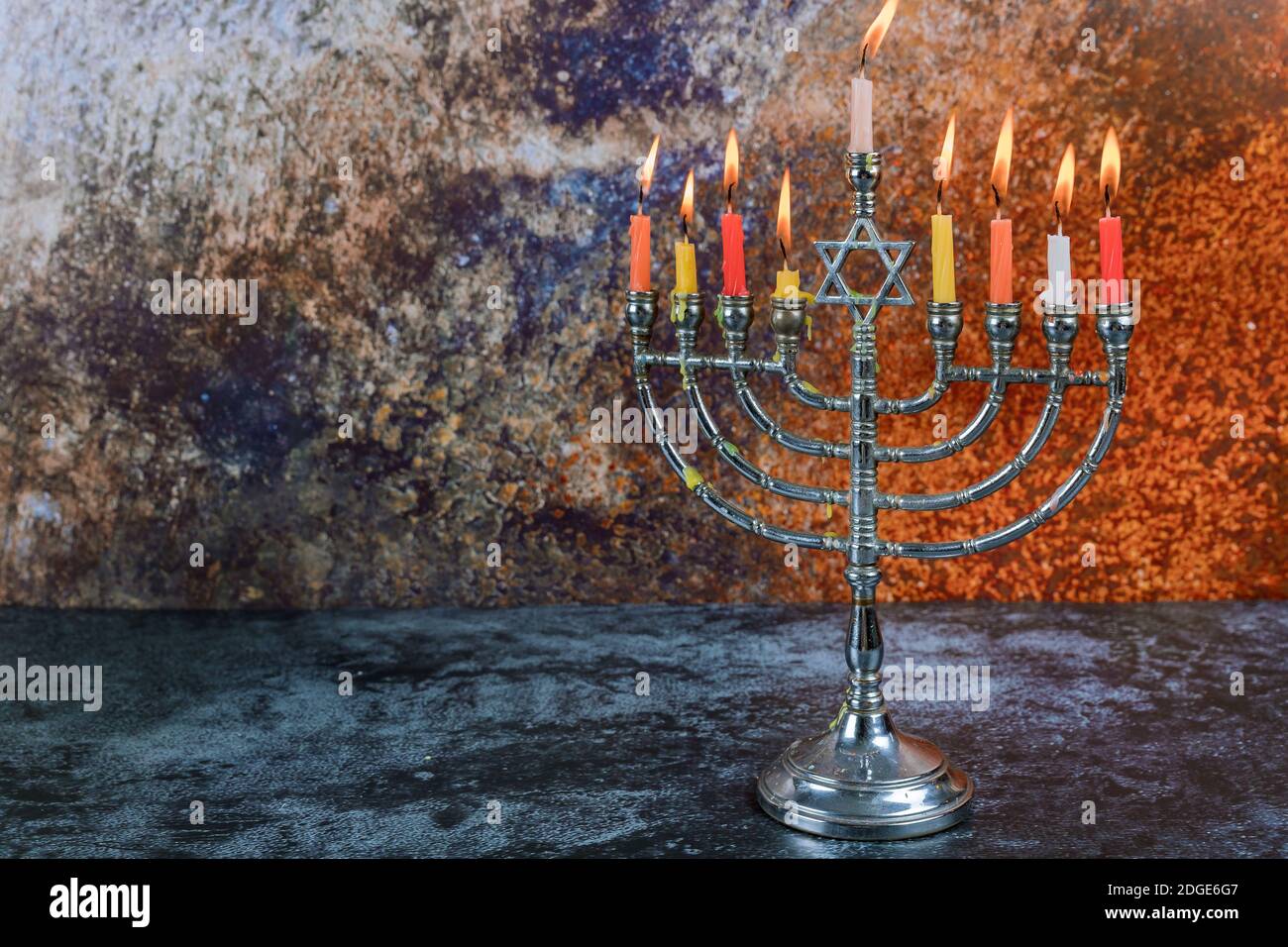 Festa ebraica hannukah simboli - menorah Foto Stock