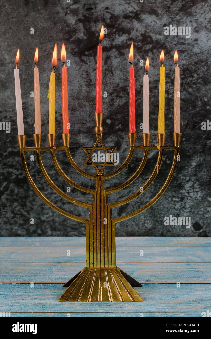 Festa ebraica hannukah simboli - menorah Foto Stock