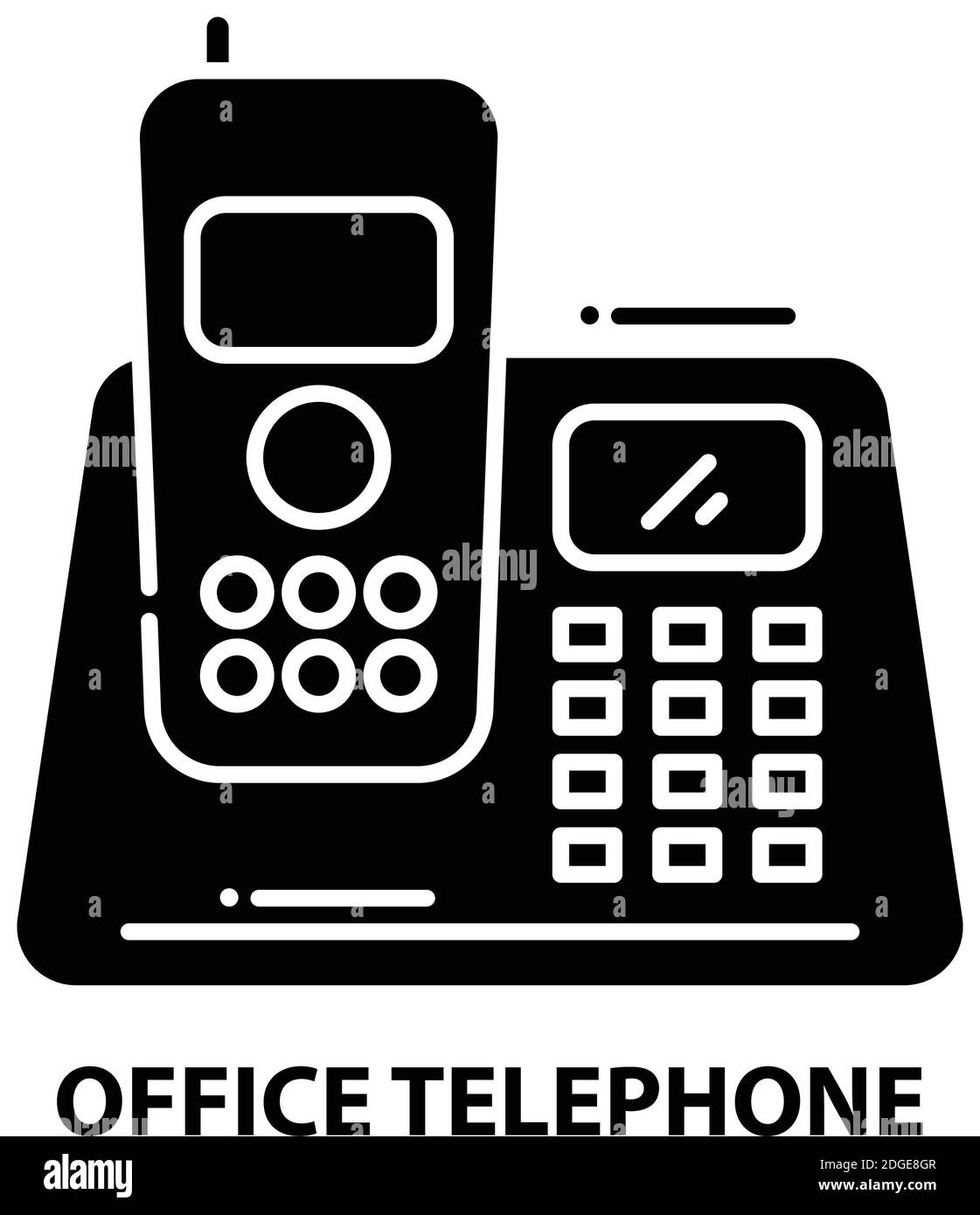 icona del telefono dell'ufficio, segno vettoriale nero con tratti modificabili, illustrazione concettuale Illustrazione Vettoriale