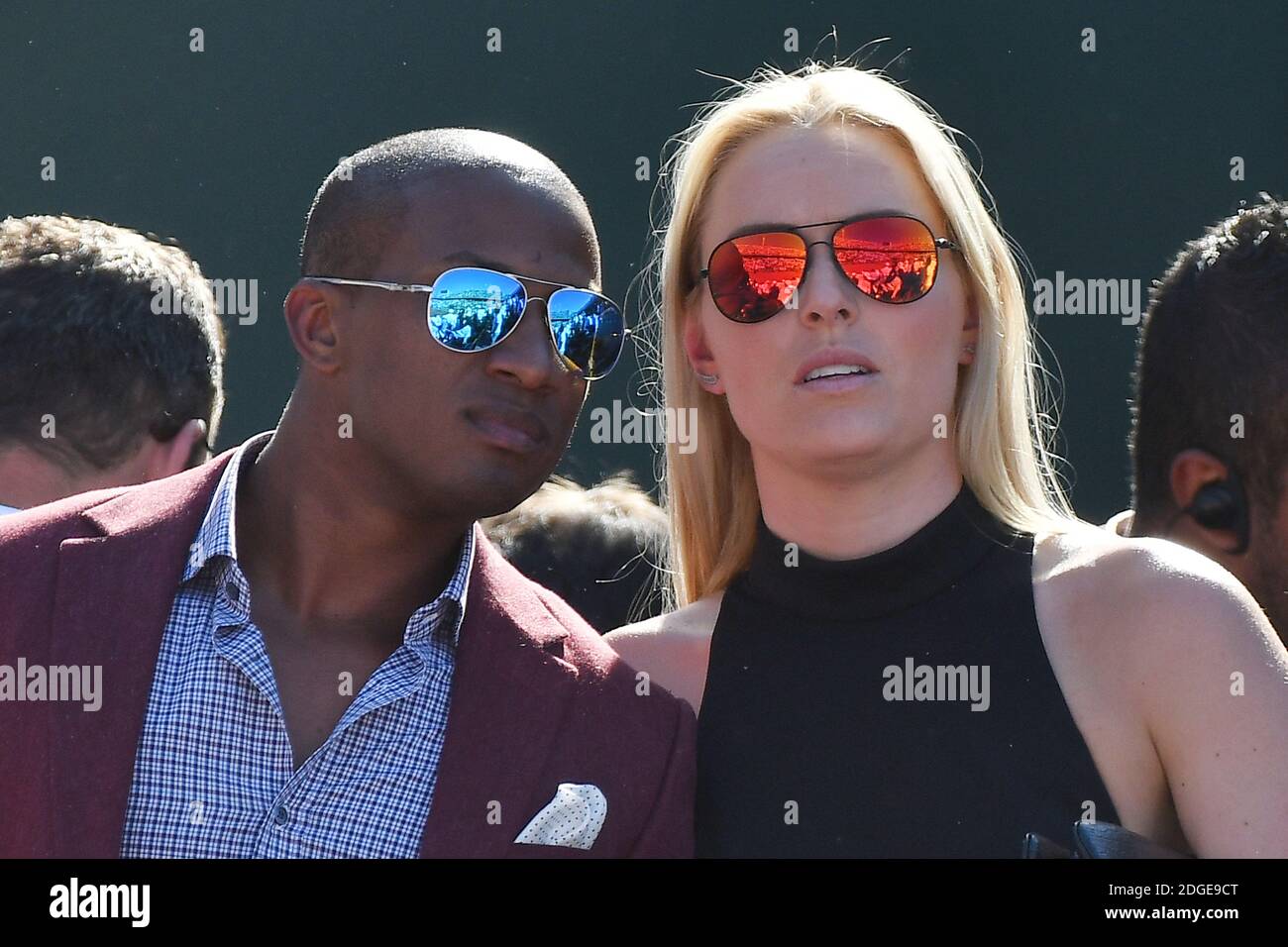 Lindsey Vonn e il compagno Kenan Smith partecipano al French Tennis Open 2017 al Roland Garros l'8 giugno 2017 a Parigi, Francia. Foto di Laurent Zabulon/ABACAPRESS.COM Foto Stock