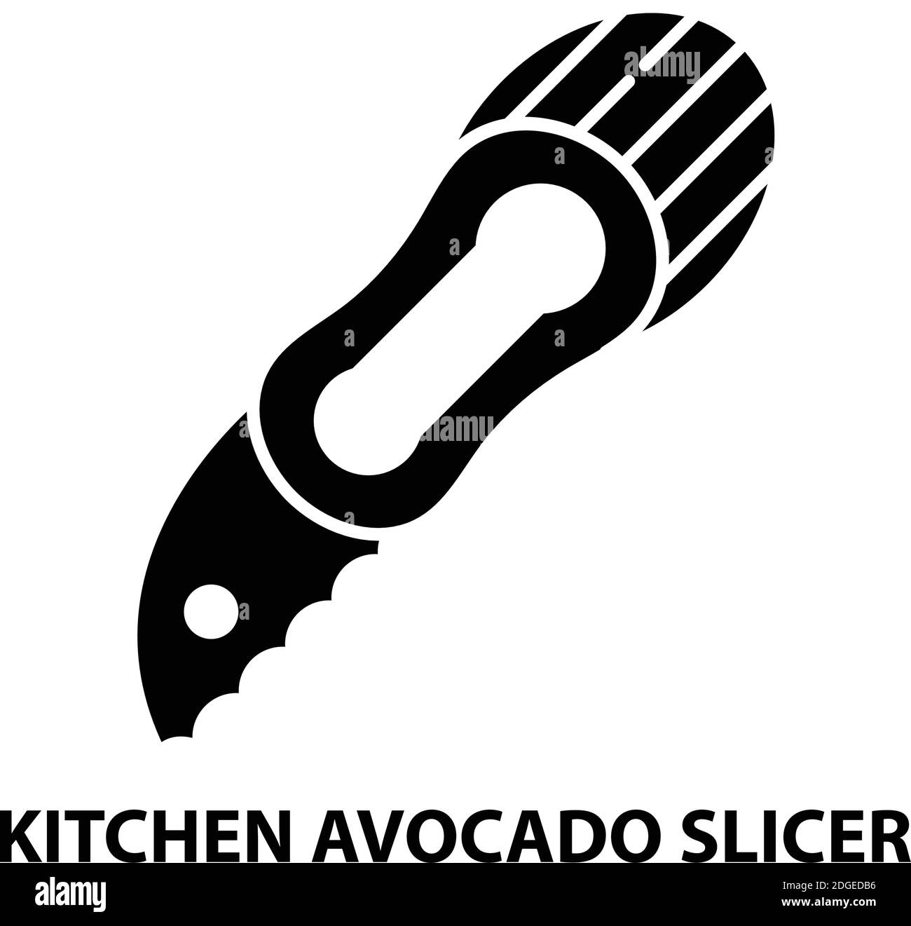 icona affettatrice di avocado da cucina, segno vettoriale nero con tratti modificabili, illustrazione concettuale Illustrazione Vettoriale