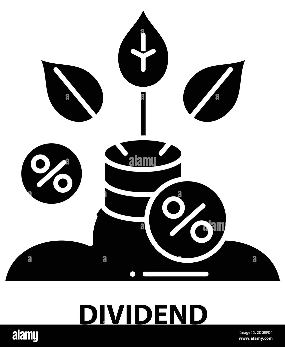 icona dividendo, segno vettoriale nero con tratti modificabili, illustrazione concettuale Illustrazione Vettoriale