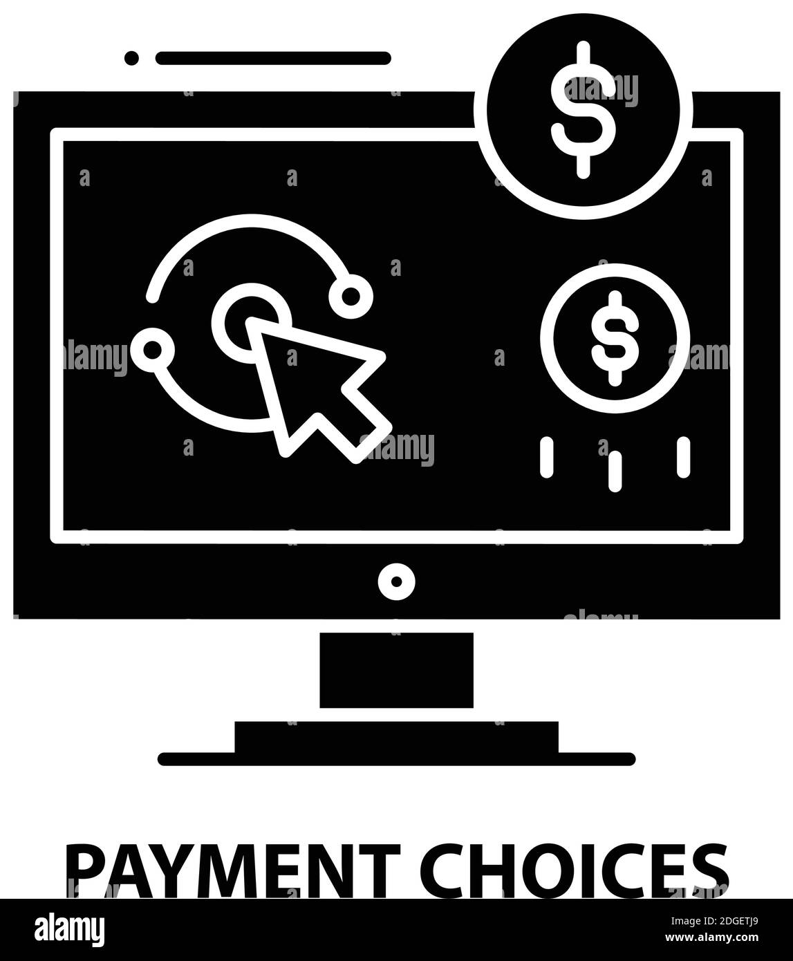 icona delle scelte di pagamento, segno vettoriale nero con tratti modificabili, illustrazione concettuale Illustrazione Vettoriale