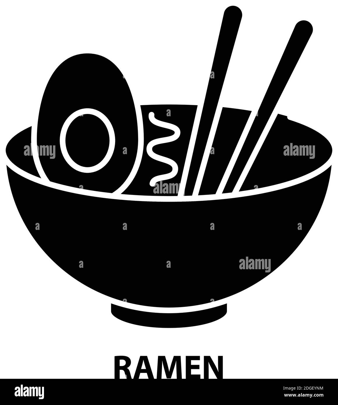 icona simbolo ramen, segno vettoriale nero con tratti modificabili, illustrazione concettuale Illustrazione Vettoriale