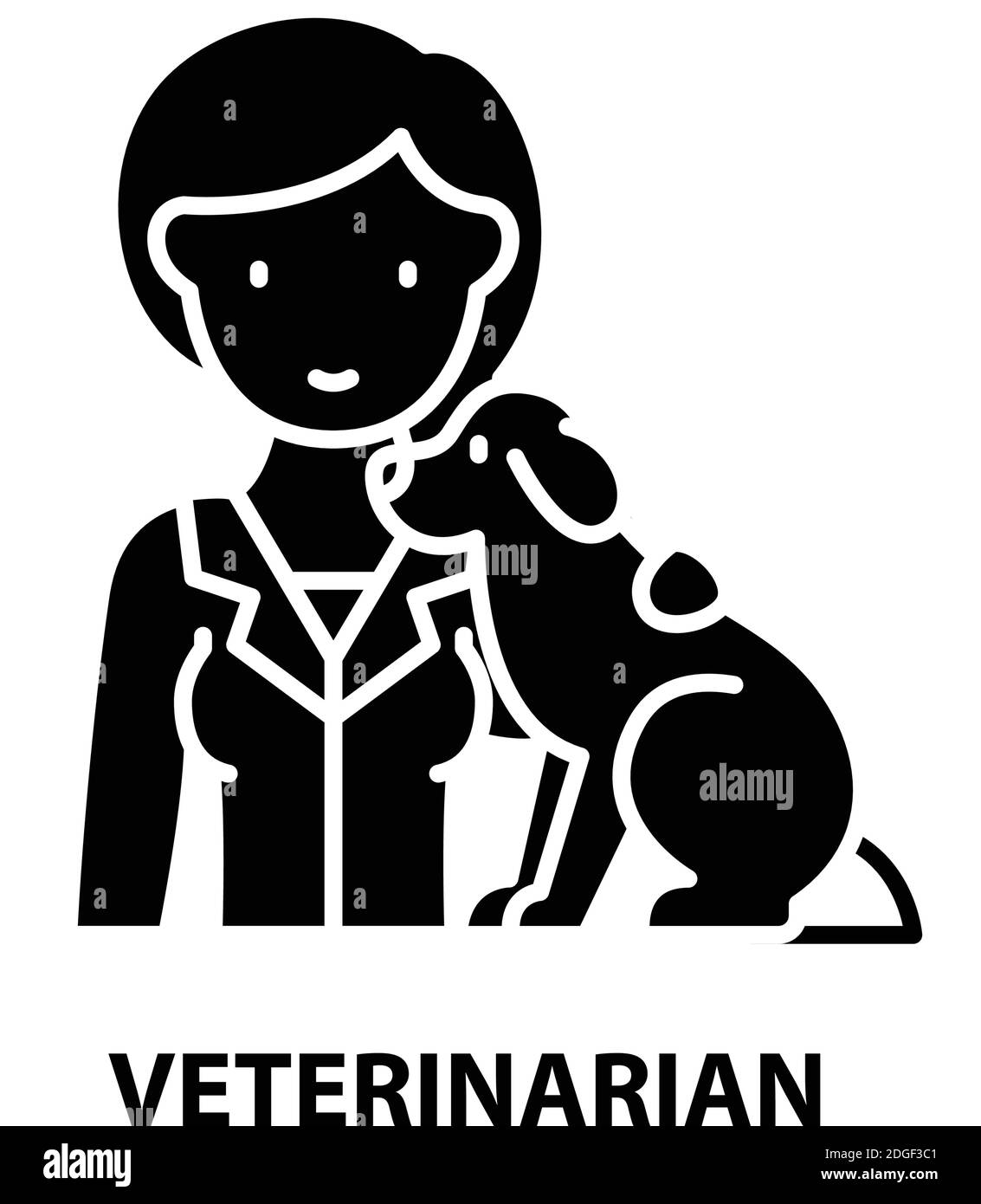 icona veterinaria, segno vettoriale nero con tratti modificabili, illustrazione concettuale Illustrazione Vettoriale