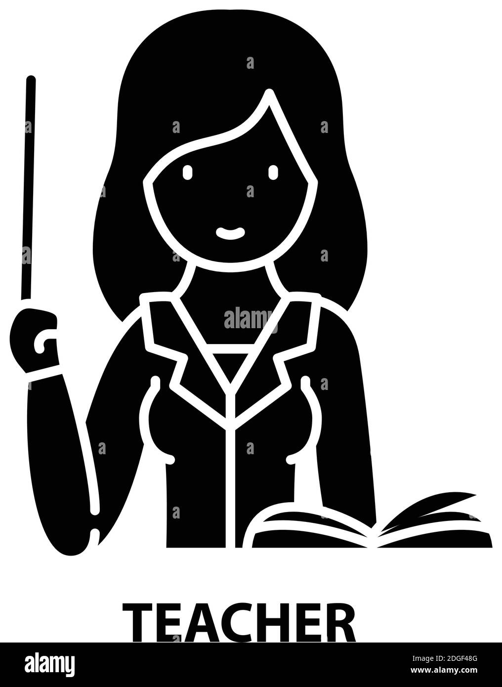 icona simbolo insegnante, segno vettoriale nero con tratti modificabili, illustrazione concettuale Illustrazione Vettoriale