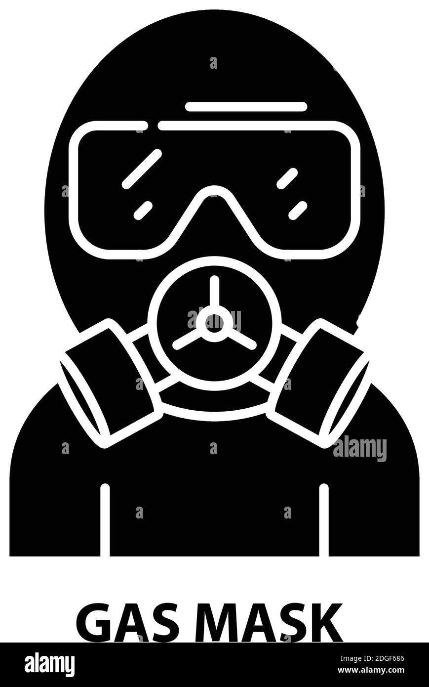icona maschera gas, segno vettoriale nero con tratti modificabili, illustrazione concettuale Illustrazione Vettoriale