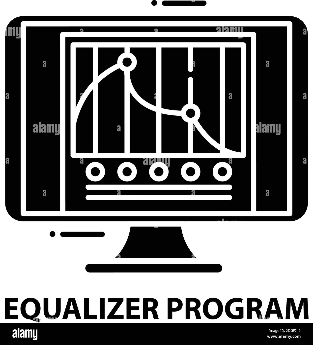 icona del programma equalizzatore, segno vettoriale nero con tratti modificabili, illustrazione concettuale Illustrazione Vettoriale