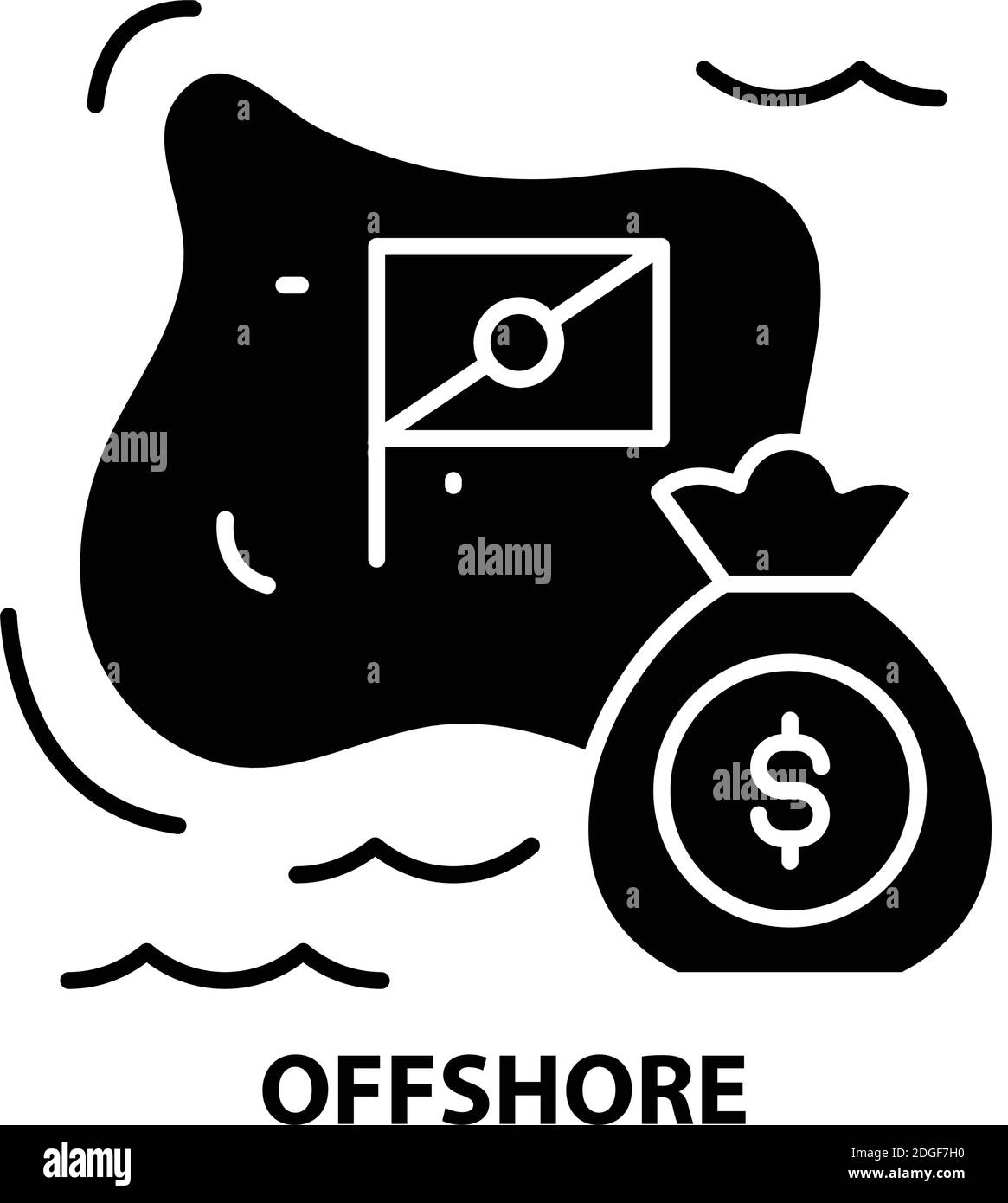 icona offshore, segno vettoriale nero con tratti modificabili, illustrazione concettuale Illustrazione Vettoriale