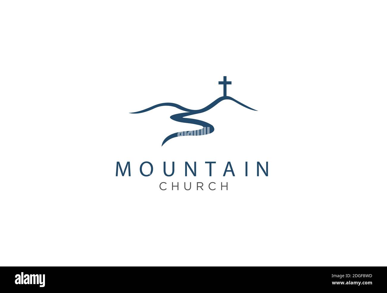 design del logo della chiesa con la montagna Illustrazione Vettoriale