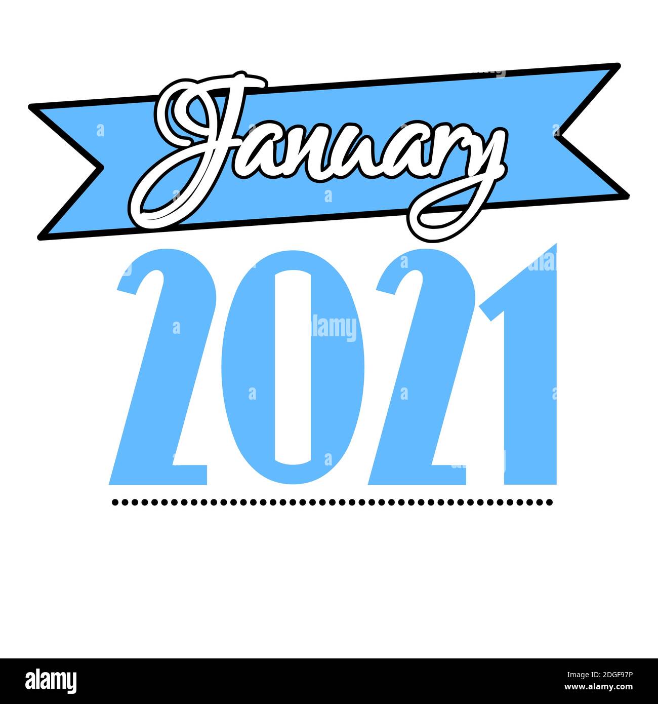 Calendario di gennaio 2021 segno e simbolo per le cartoline d'invito invernali in stile piatto. Foto Stock
