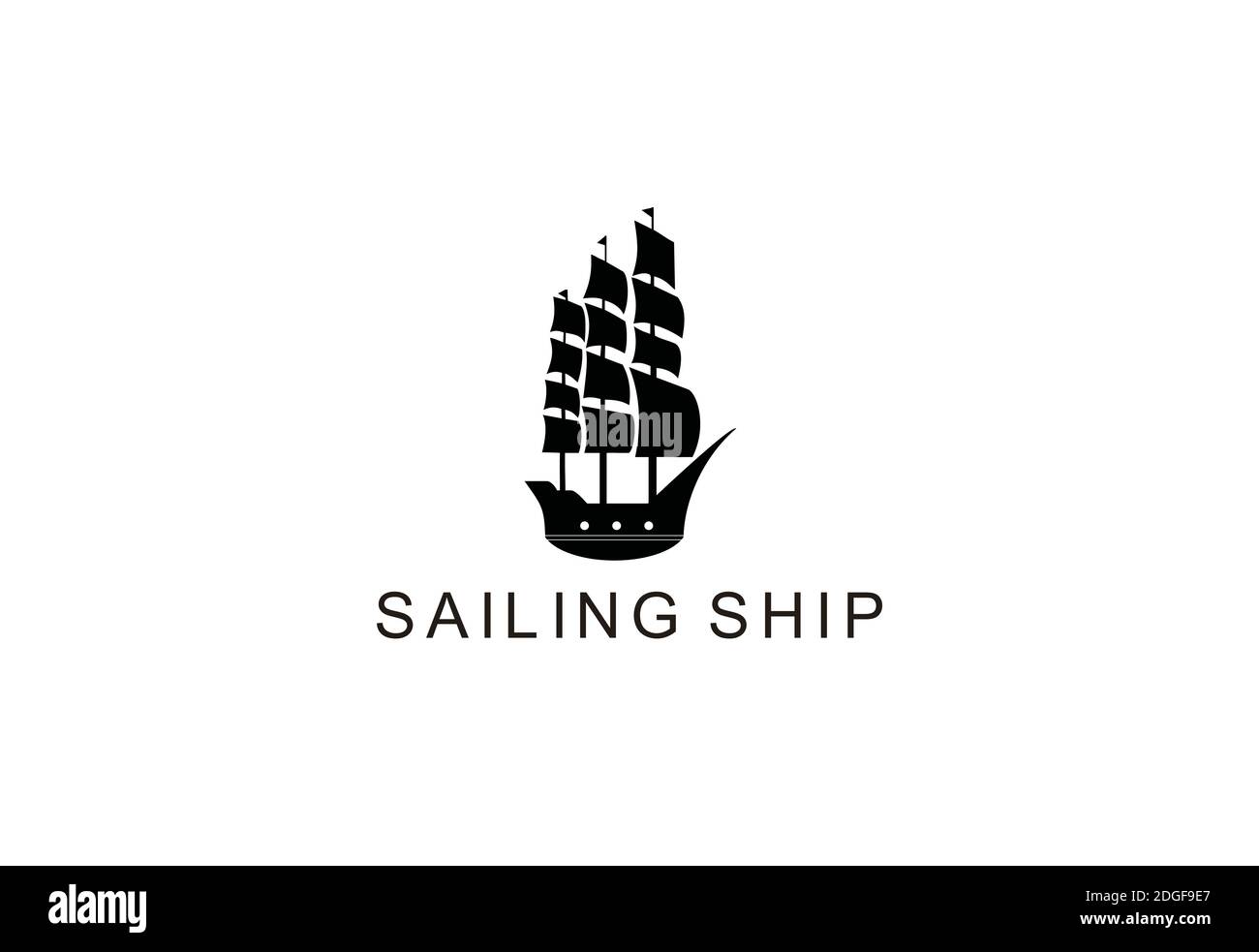 Nave a vela isolata su sfondo bianco simbolo in stile retrò Illustrazione Vettoriale