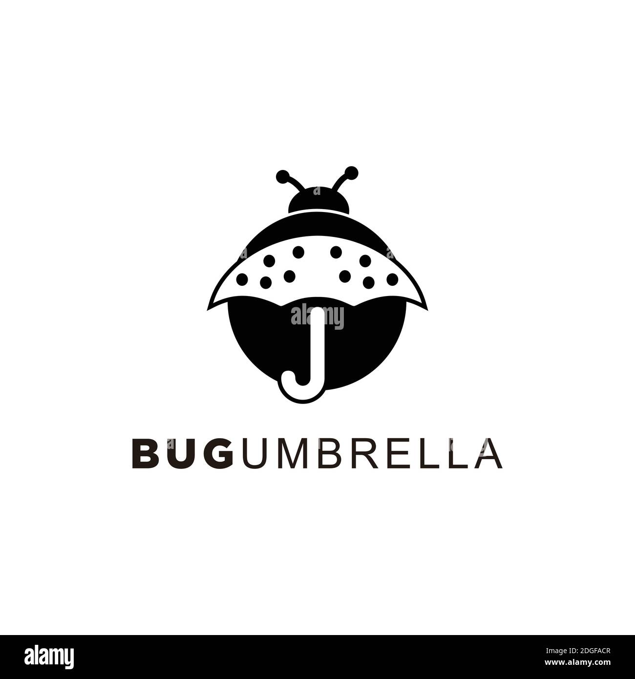 logo creativo bug ombrello Illustrazione Vettoriale