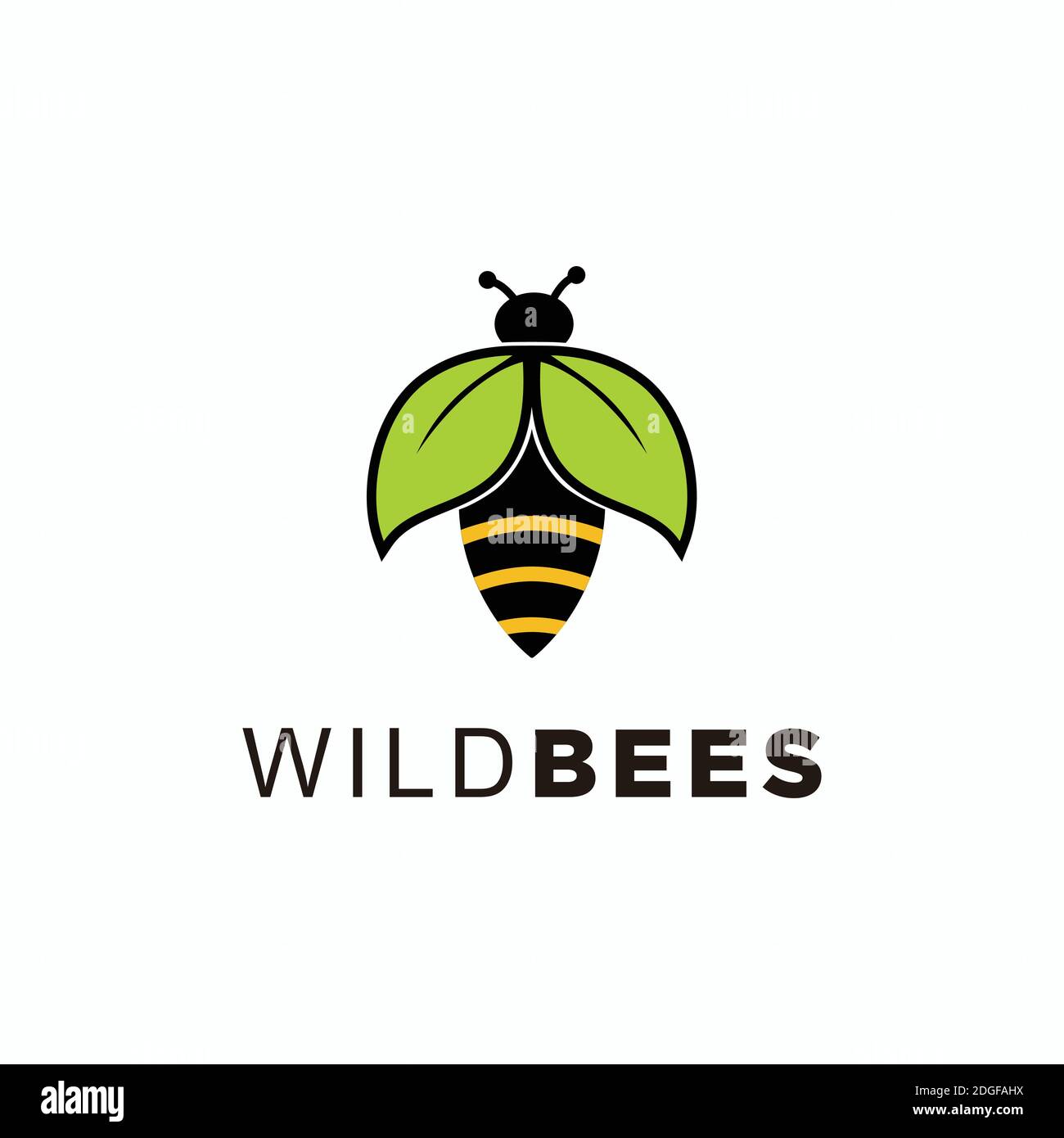 Logo combinato dal concetto di design con logo a foglia e ape Illustrazione Vettoriale