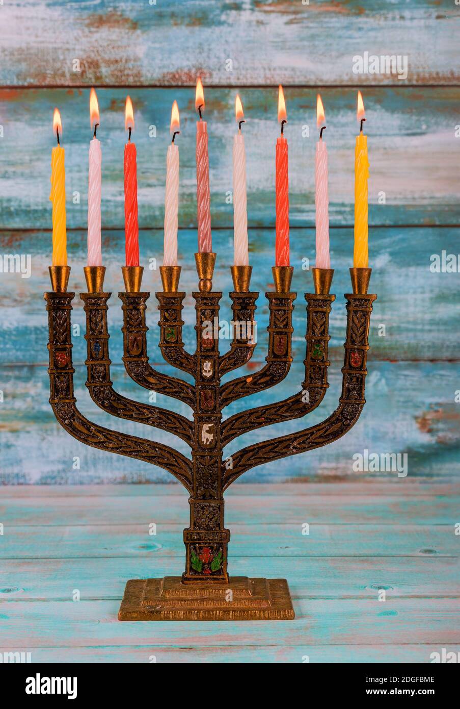 Festa ebraica hannukah simboli - menorah Foto Stock