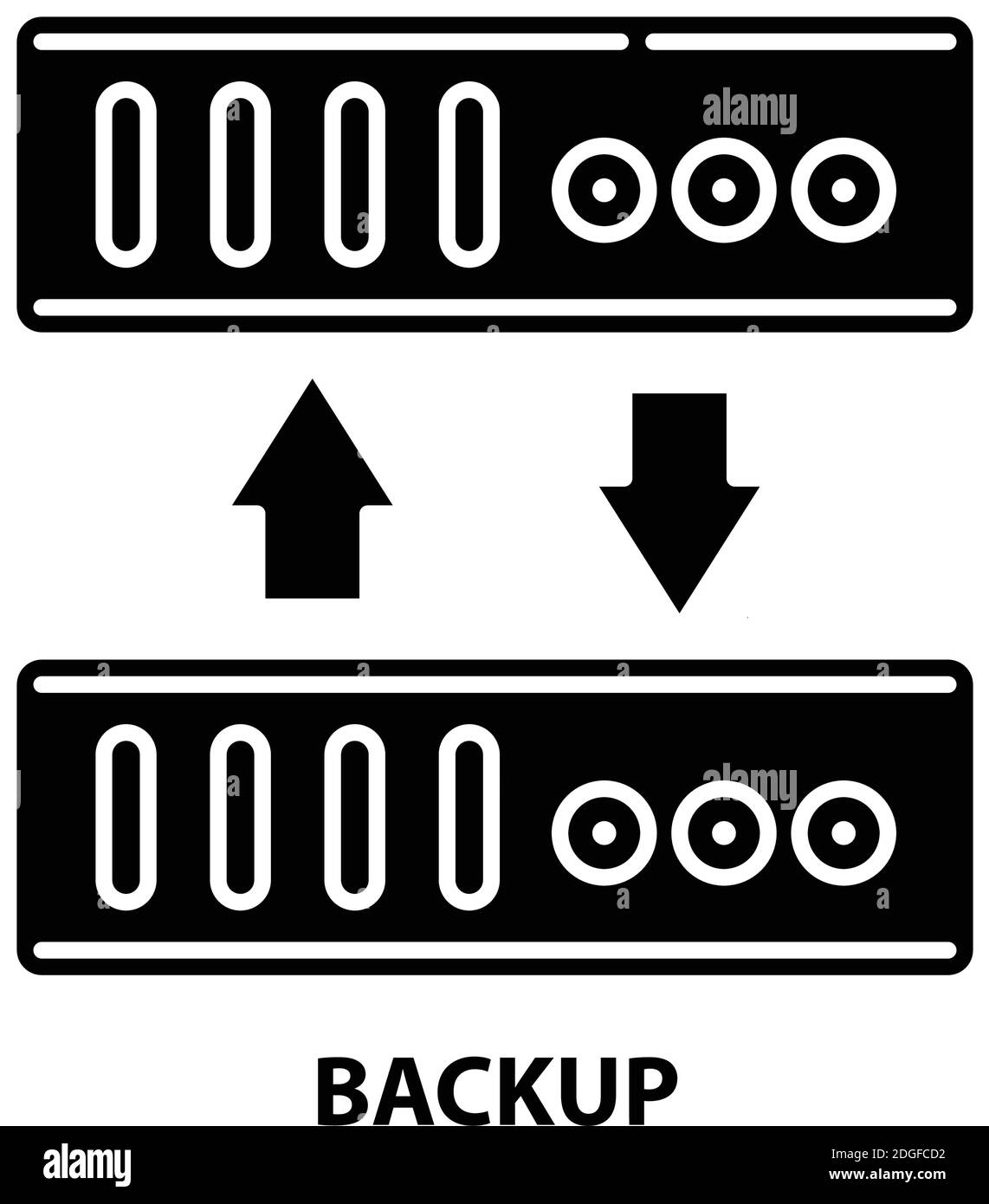 icona simbolo di backup, segno vettoriale nero con tratti modificabili, illustrazione concettuale Illustrazione Vettoriale