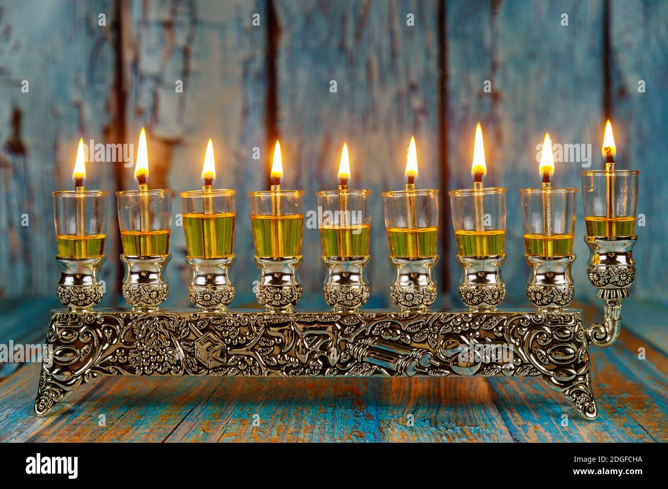 Festa ebraica hannukah simboli - menorah Foto Stock
