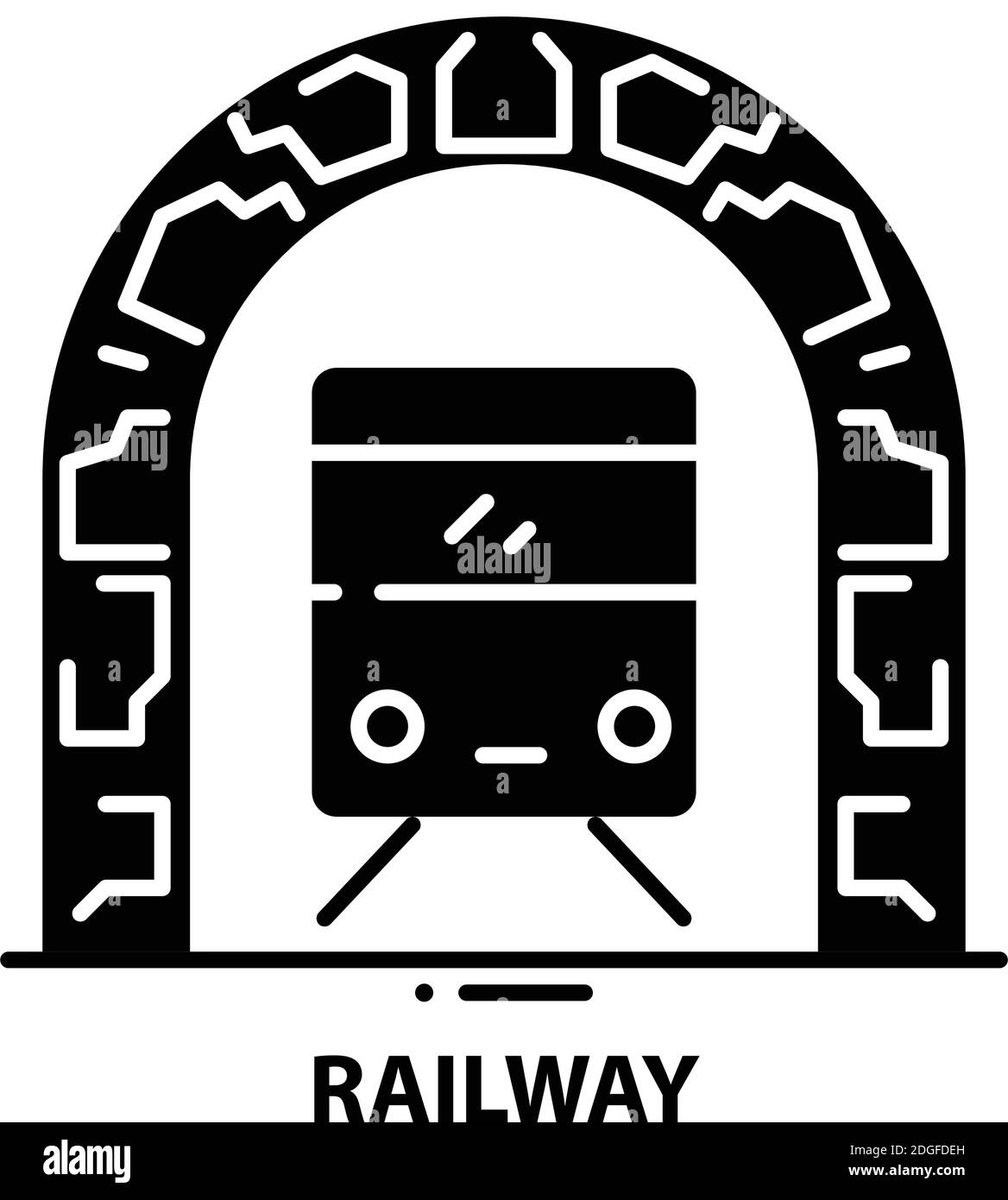 icona ferroviaria, segno vettoriale nero con tratti modificabili, illustrazione concettuale Illustrazione Vettoriale