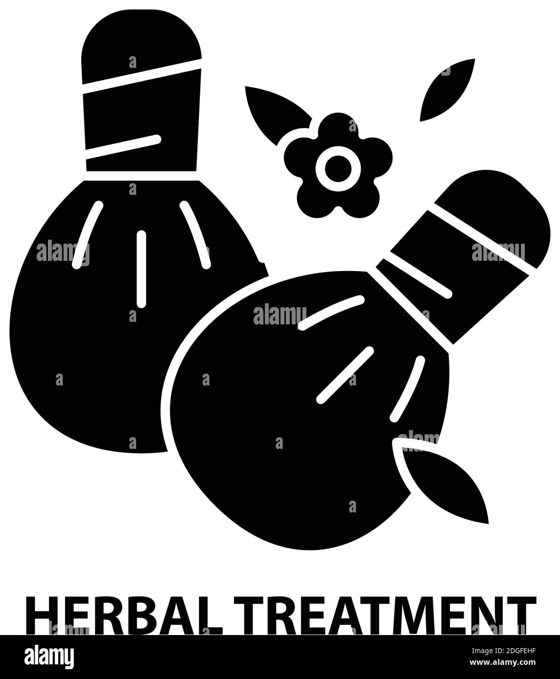 icona di trattamento a base di erbe, segno vettoriale nero con tratti modificabili, illustrazione concettuale Illustrazione Vettoriale