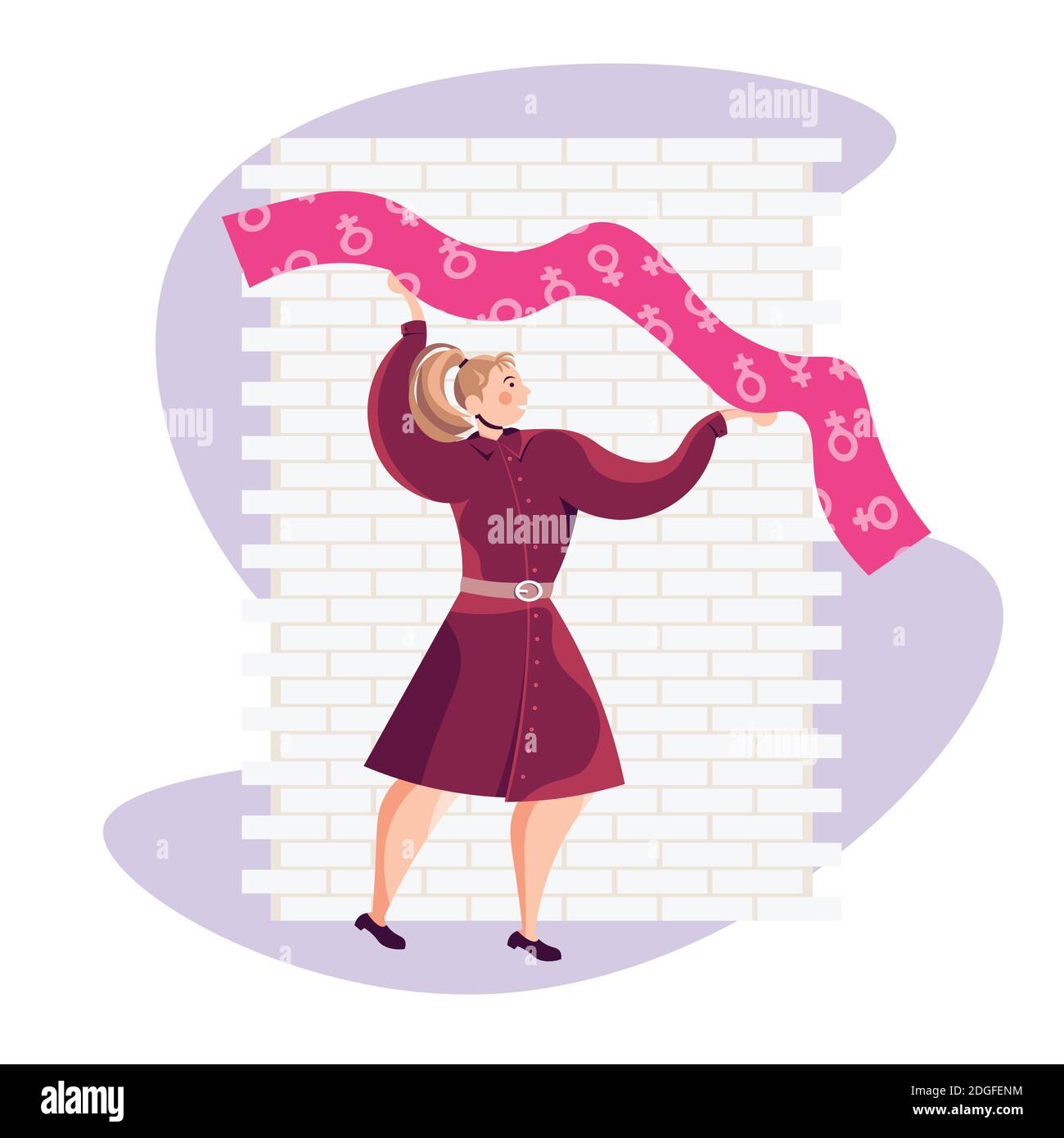 girl attivista holding poster femminile empowerment movimento donne concetto di potere illustrazione vettoriale a lunghezza intera Illustrazione Vettoriale