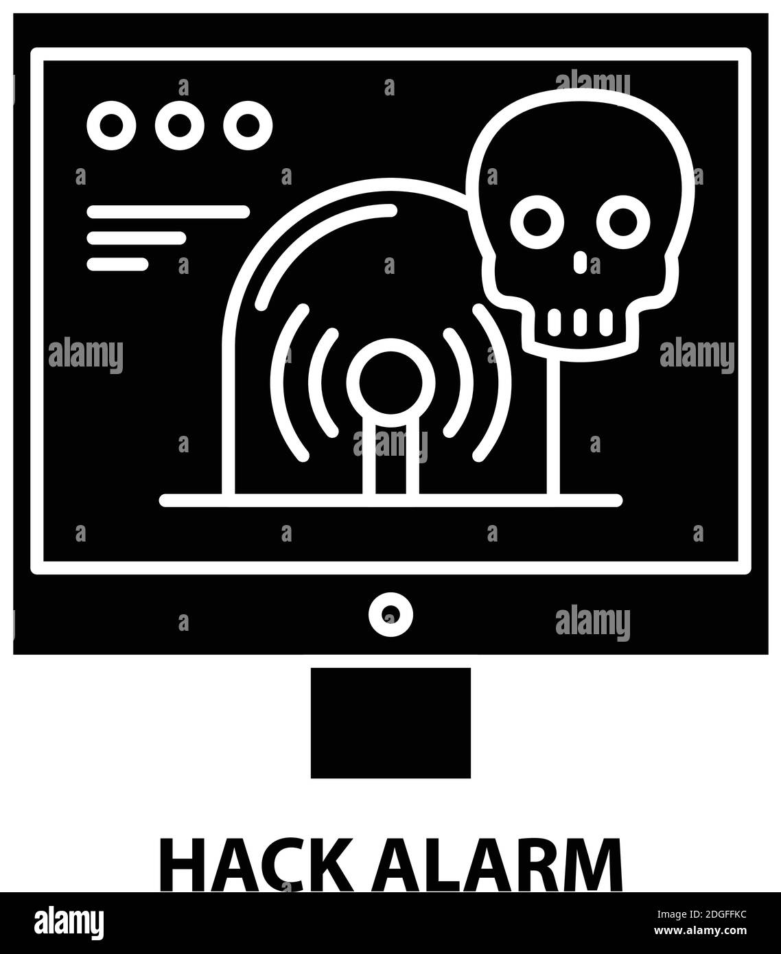 icona di allarme di hack, segno vettoriale nero con tratti modificabili, illustrazione concettuale Illustrazione Vettoriale