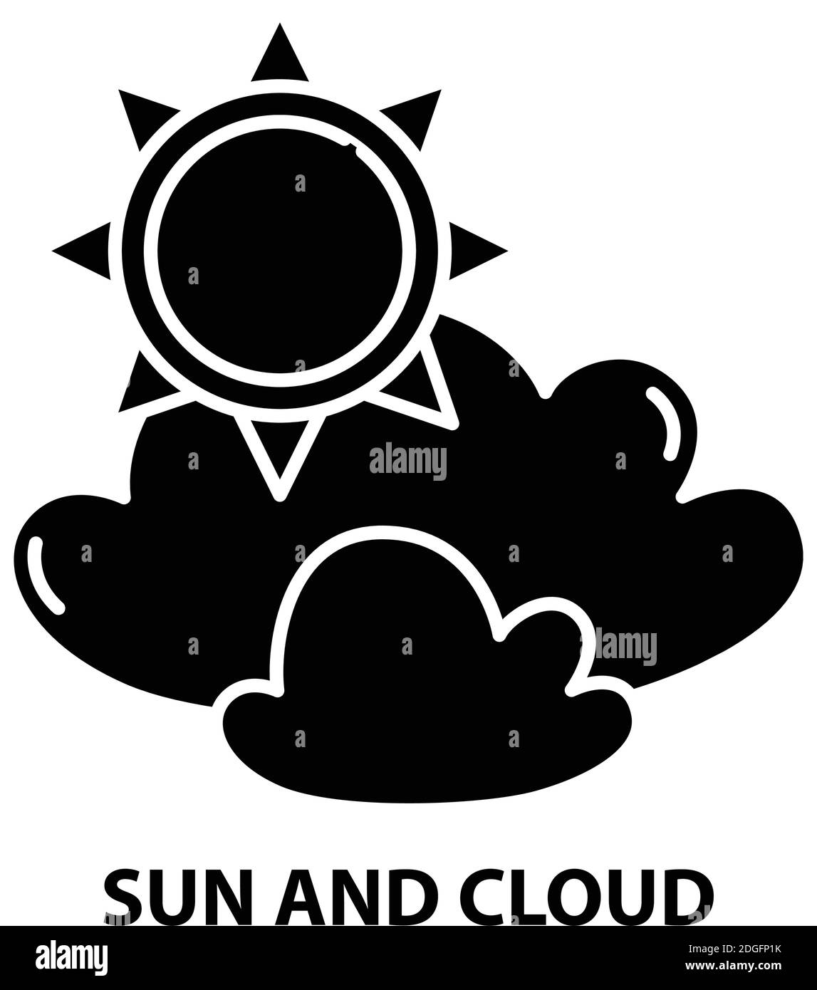 icona sole e nuvola, segno vettoriale nero con tratti modificabili, illustrazione concettuale Illustrazione Vettoriale