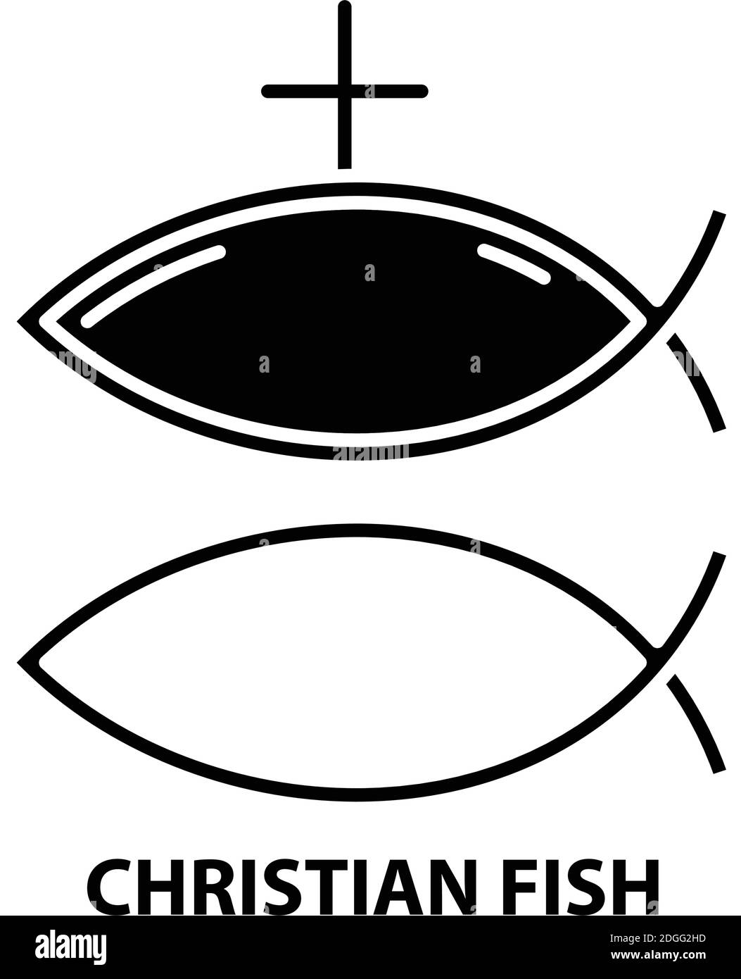 icona del pesce cristiano, segno vettoriale nero con tratti modificabili, illustrazione concettuale Illustrazione Vettoriale