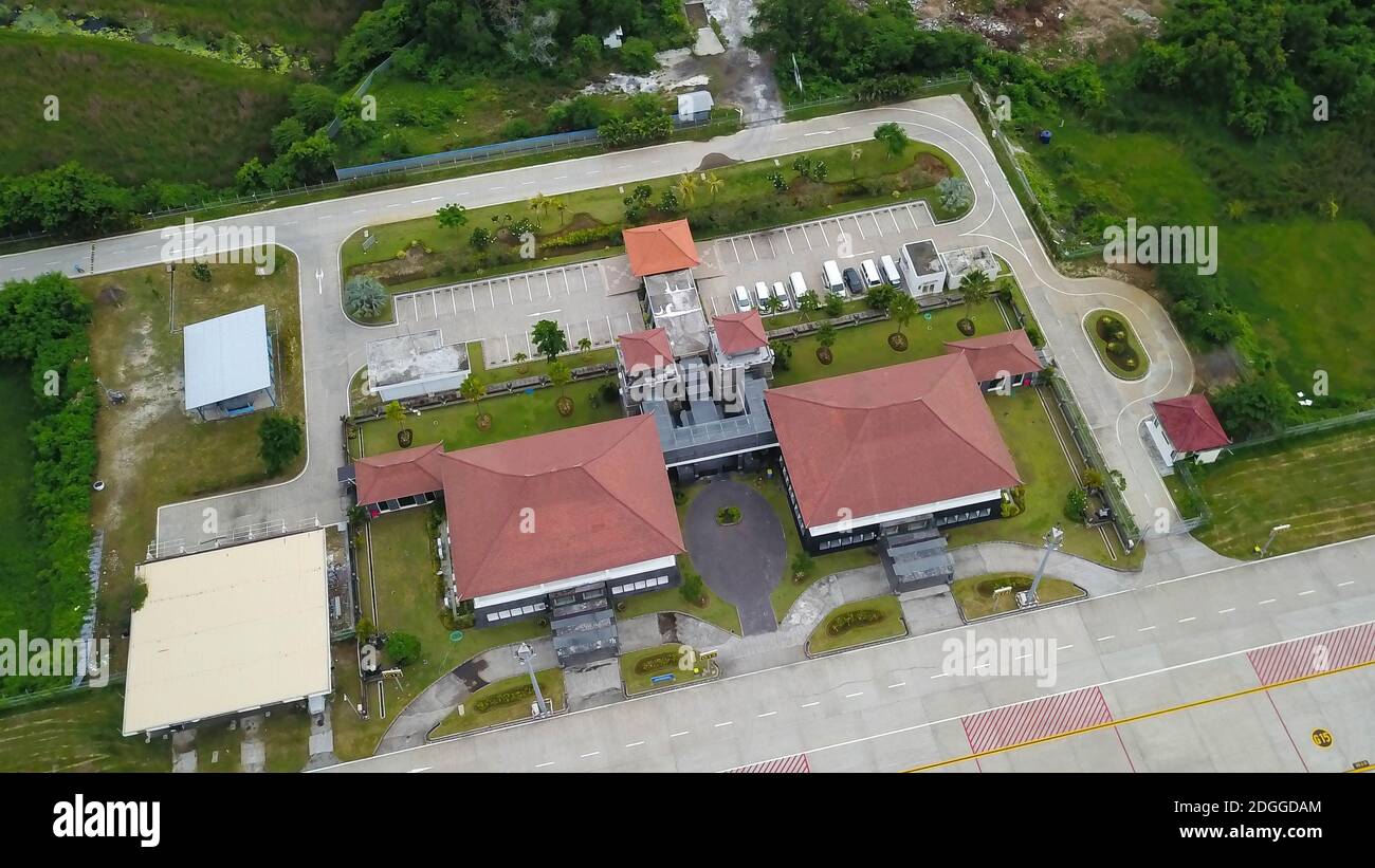 Vista aerea dell'area di Kuta dall'aereo con partenza dall'aeroporto di Denpasar, Bali, Indonesia Foto Stock