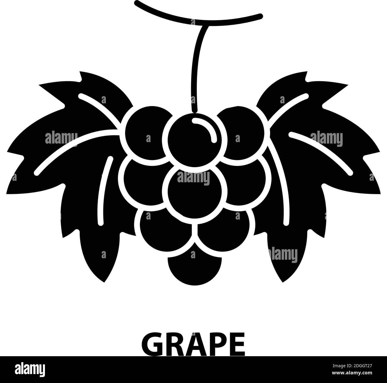 icona dell'uva, segno vettoriale nero con tratti modificabili, illustrazione concettuale Illustrazione Vettoriale