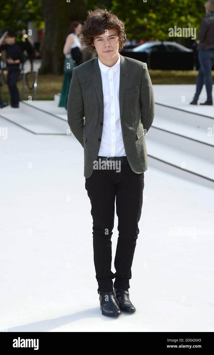 Harry Styles al Burberry Prorsum Catwalk Show, Hyde Park. Parte della London Fashion Week SS13, Londra. Foto Stock