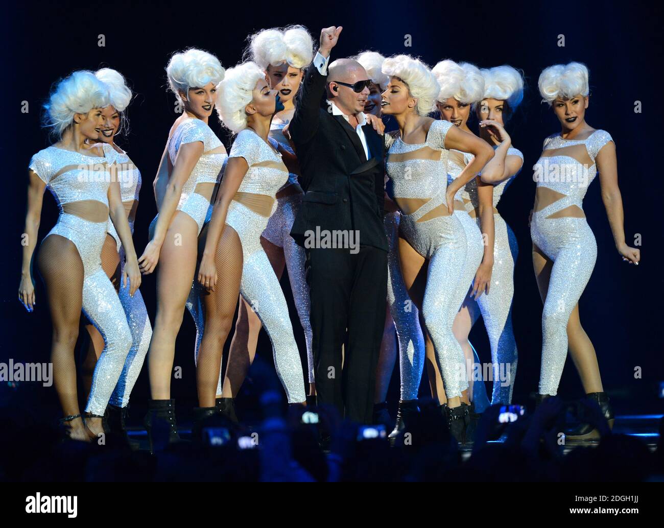 Pitbull in scena durante i MTV Europe Music Awards 2012 alla Festhalle Frankfurt, Germania. Foto Stock