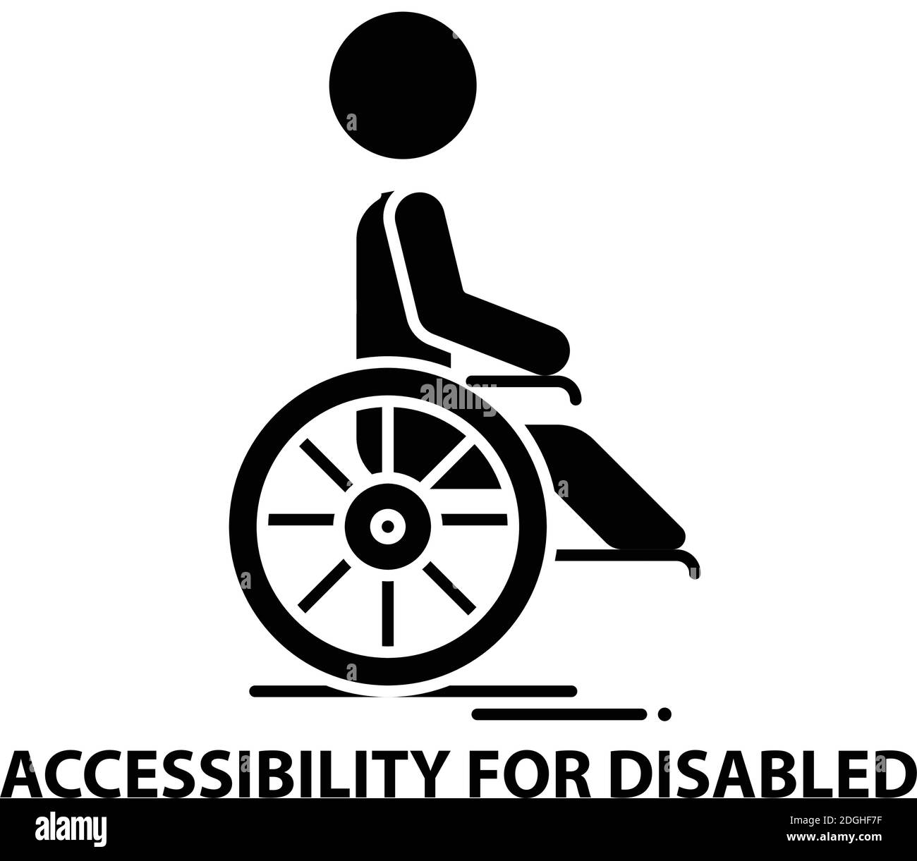 accessibilità per icona disabilitata, segno vettoriale nero con tratti modificabili, illustrazione concettuale Illustrazione Vettoriale