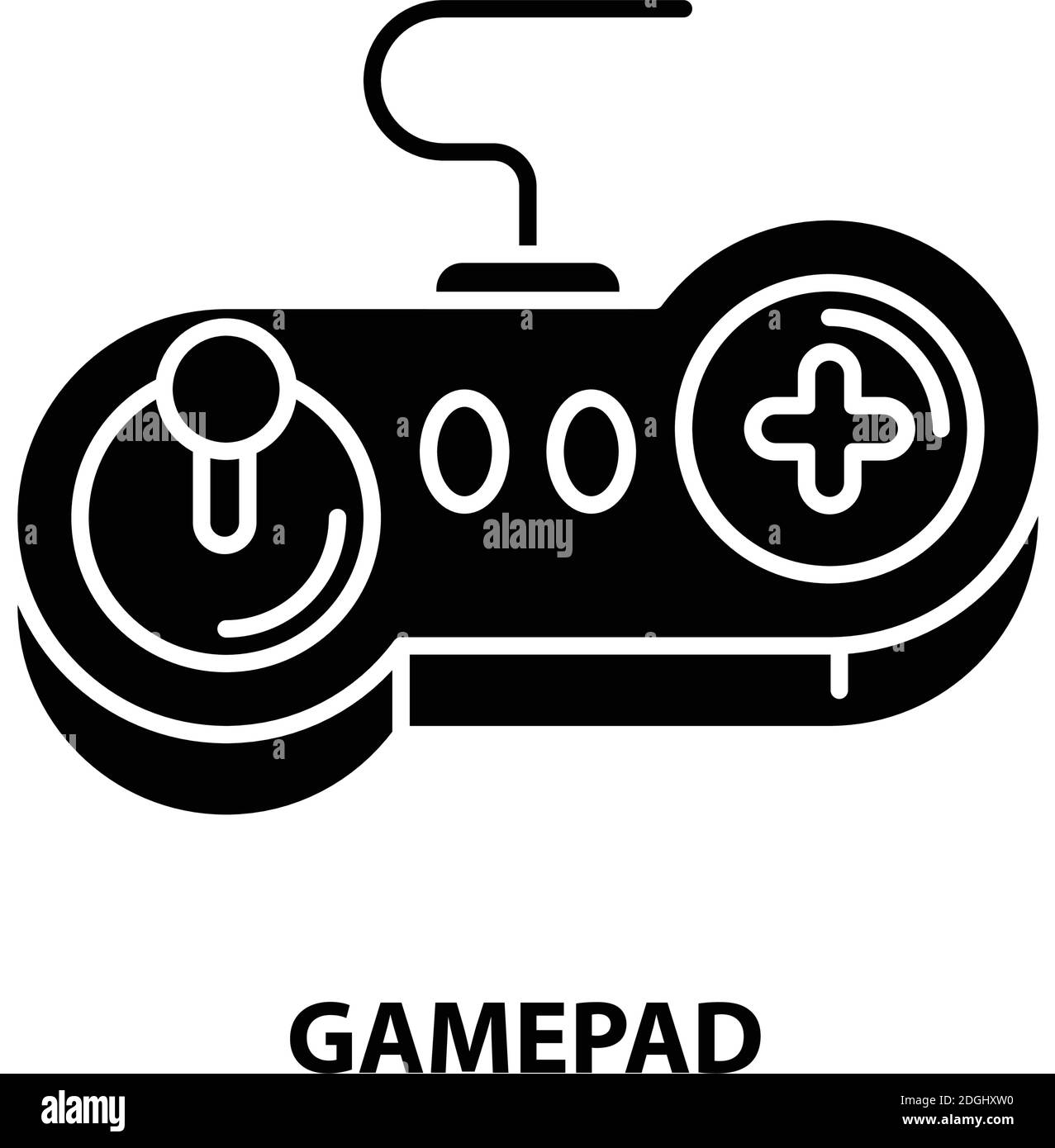 icona del gamepad, segno vettoriale nero con tratti modificabili, illustrazione concettuale Illustrazione Vettoriale
