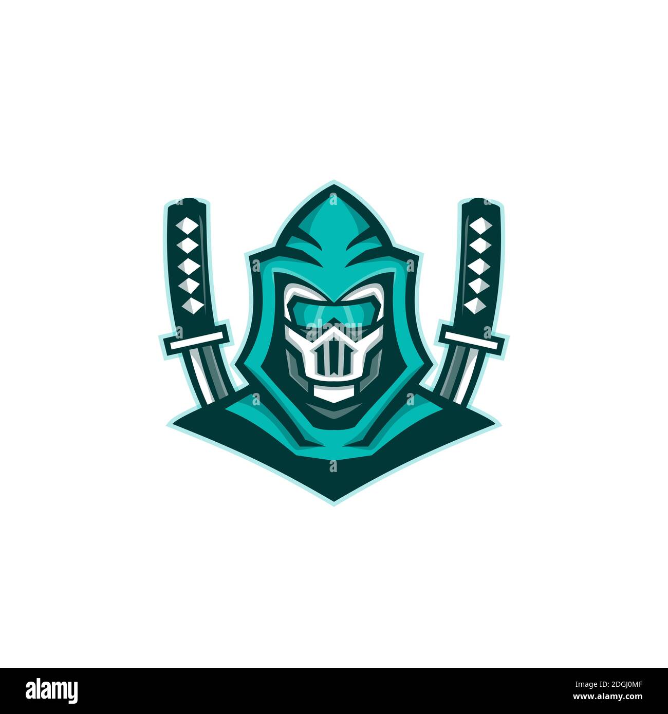 Cyborg Ninja Samurai Mascotte spada Foto Stock