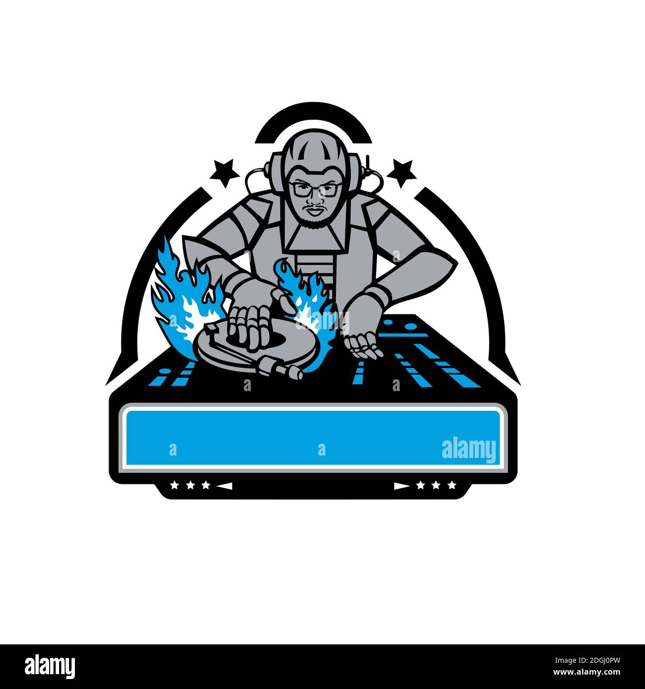 Mascotte giradischi futuristico Disc Jockey Foto Stock