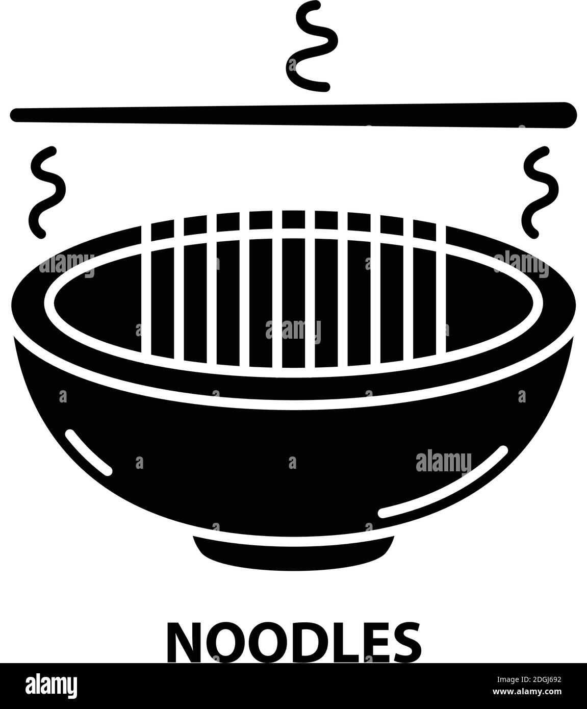 icona noodles, segno vettoriale nero con tratti modificabili, illustrazione concettuale Illustrazione Vettoriale