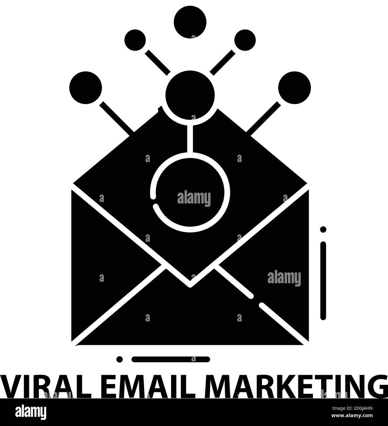icona di marketing e-mail virale, segno vettoriale nero con tratti modificabili, illustrazione concettuale Illustrazione Vettoriale