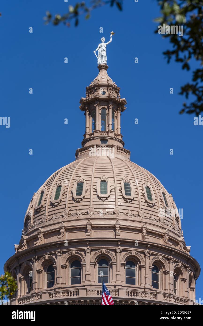 Vista aerea della città di Austin, Texas, lungo il Fiume Colorado Foto Stock