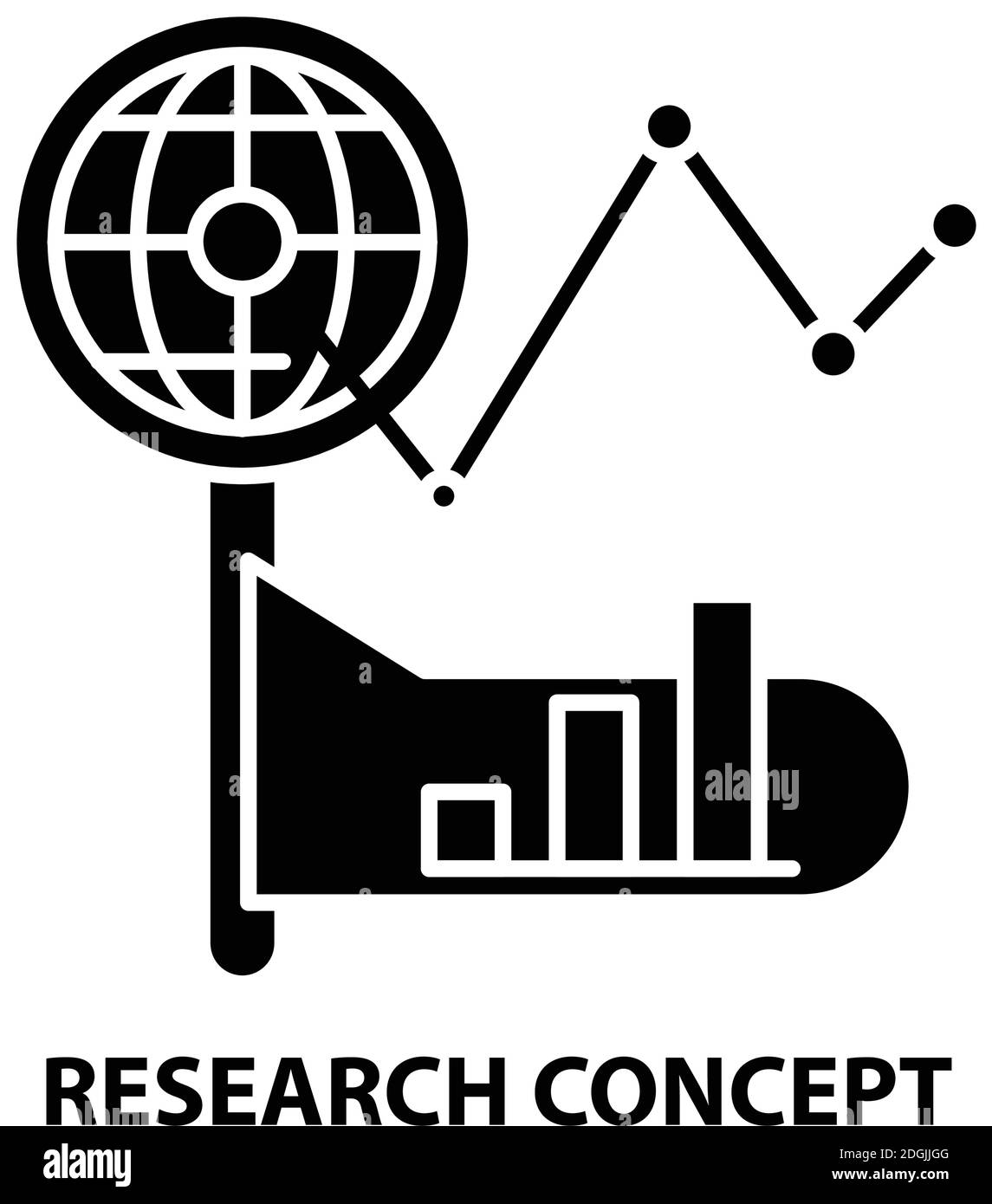 icona del concetto di ricerca, segno vettoriale nero con tratti modificabili, illustrazione del concetto Illustrazione Vettoriale
