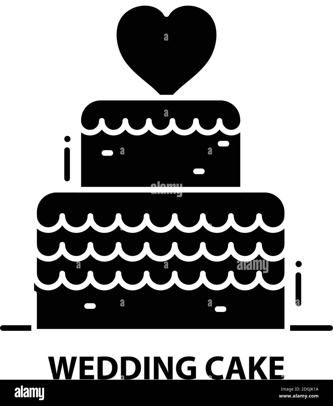 icona torta nuziale, segno vettoriale nero con tratti modificabili, illustrazione concettuale Illustrazione Vettoriale