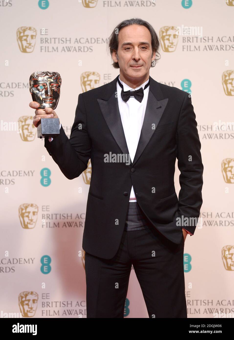 Alexandre Desplat ha vinto il premio originale per la musica per il "Grand Budapest Hotel" nella Sala Stampa dell'EE British Academy Film Awards 2015 che si è tenuto presso la Royal Opera House di Covent Garden, Londra UK. Foto Stock