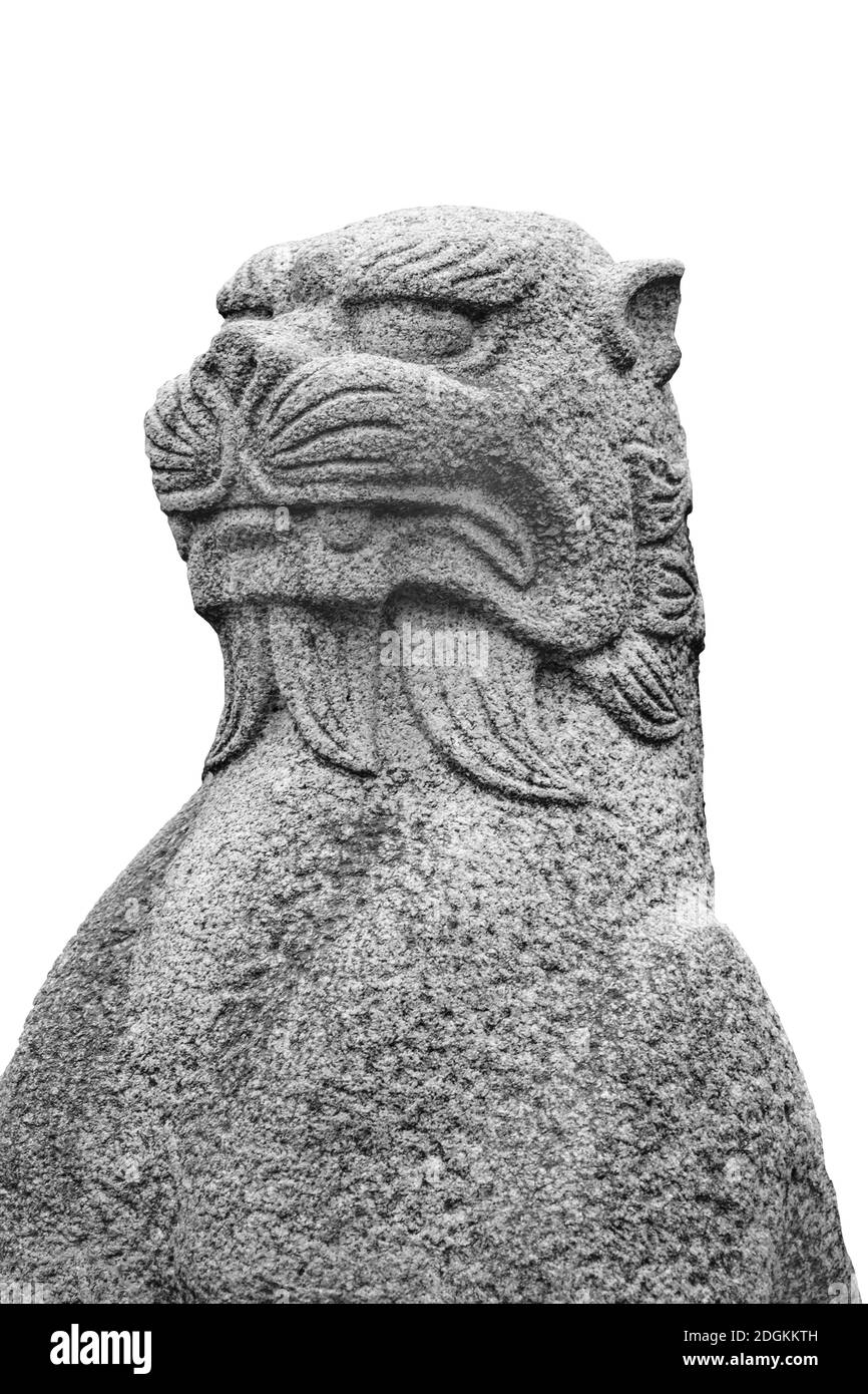 Mitologia giapponese scultura animale isolato foto Foto Stock